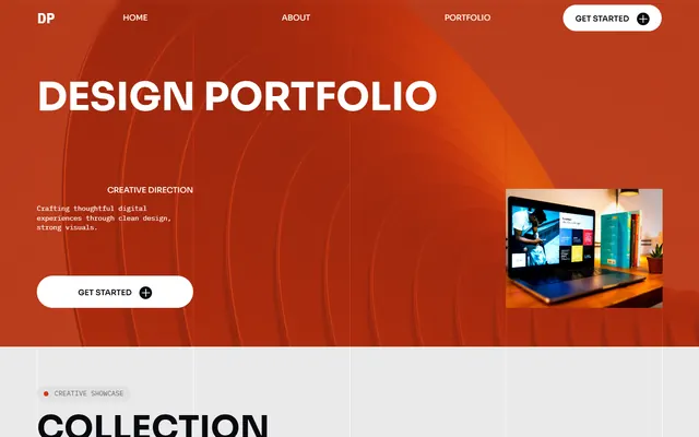 Strona z portfolio projektanta stworzona w Mobirise (motyw FluxM5), widok na komputerze