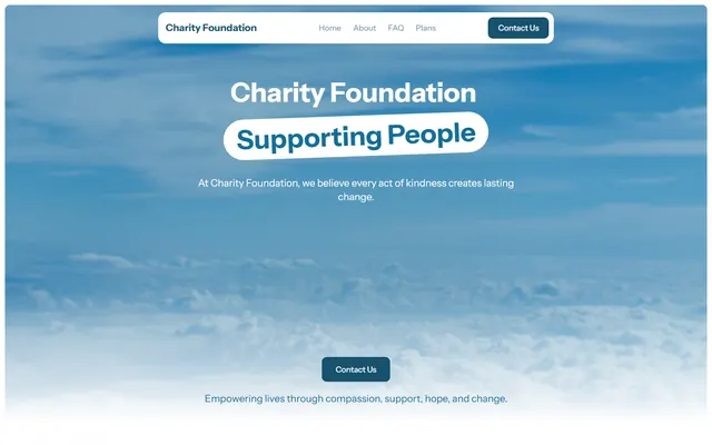 Charity foundation website made with Mobirise (HumanityM5 theme), desktop view