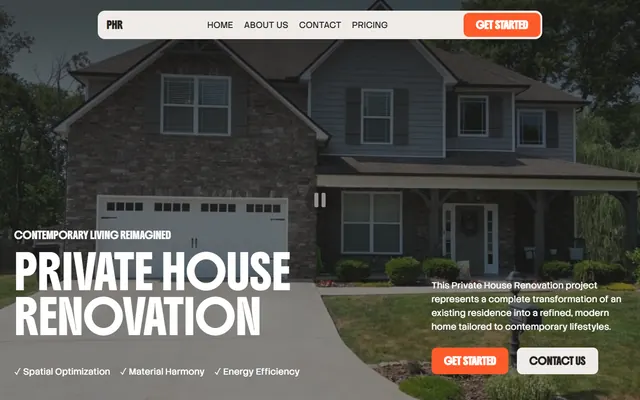 Sitio web de una empresa de renovación de viviendas creado con Mobirise (tema YardM5), vista de escritorio
