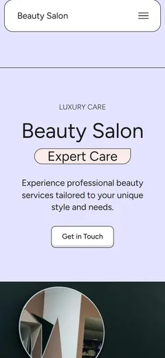Beauty salon website made with Mobirise, on a phone