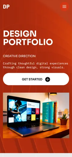 Design portfolio website made with Mobirise, on a phone