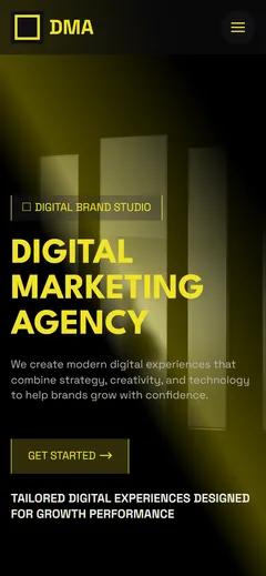 Digital marketing agency website made with Mobirise, on a phone