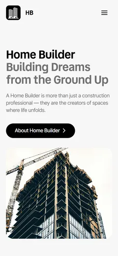 Home builder website made with Mobirise, on a phone