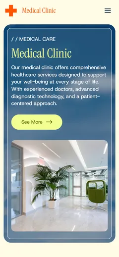 Medical clinic website made with Mobirise, on a phone