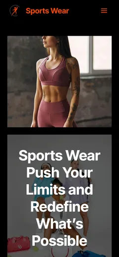 Sportswear shop website made with Mobirise, on a phone